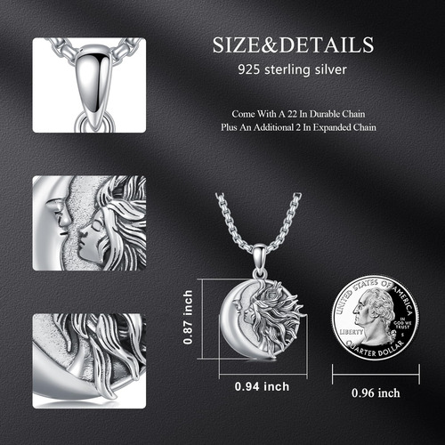 Collar Con Colgante De Luna Lattd De Plata De Ley 925, Joyer