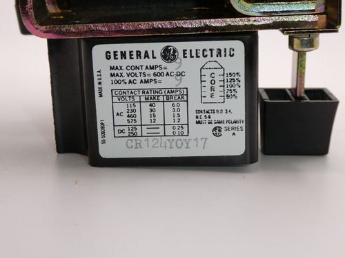 Ge Magnetic Relay Cr124y0y17 115-575vac 125-250vdc Nib Ccf