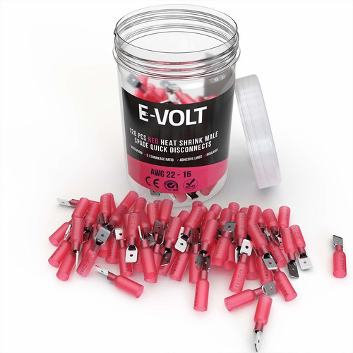 E-volt 120 Pc Rojo Termorretractil Spade Crimp Conector