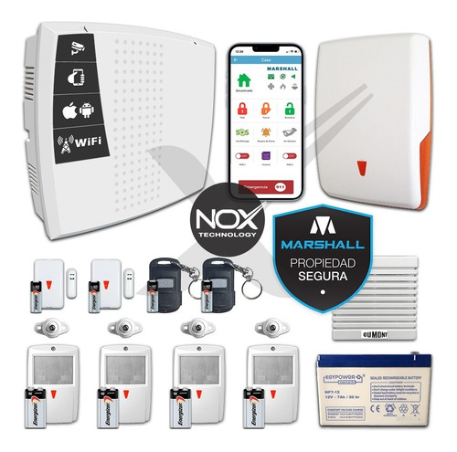 Imagen 1 de 10 de Kit Alarma Inalámbrica Marshall Ip Wifi Sirena Casa Oferta!