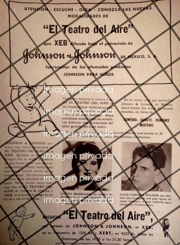 Afiche Antiguo Programa De Radio Teatro Del Aire Xeb 1948