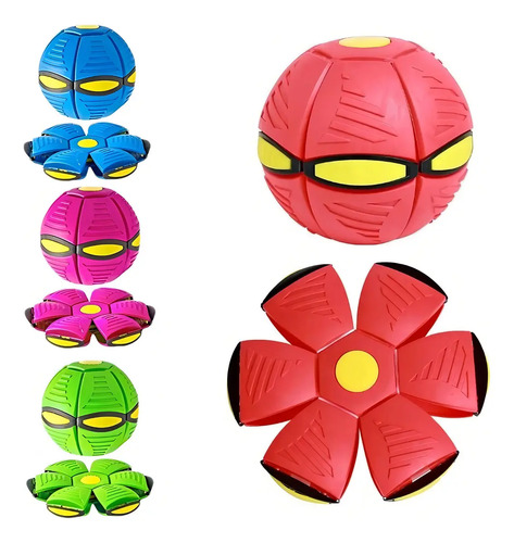 Bola Mágica Maluca Kids Vira Disco Voador Led Luz Não Fura Cor Vermelho
