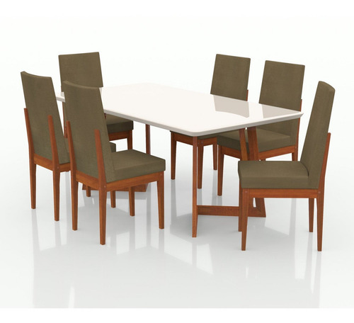 Conjunto Sala De Jantar 6 Lugares Com Mesa E Cadeira Em