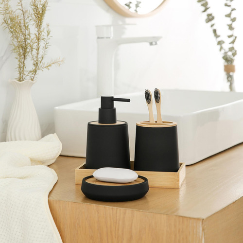 Juego De Accesorios De Baño De 4 Piezas, Juego De Negro