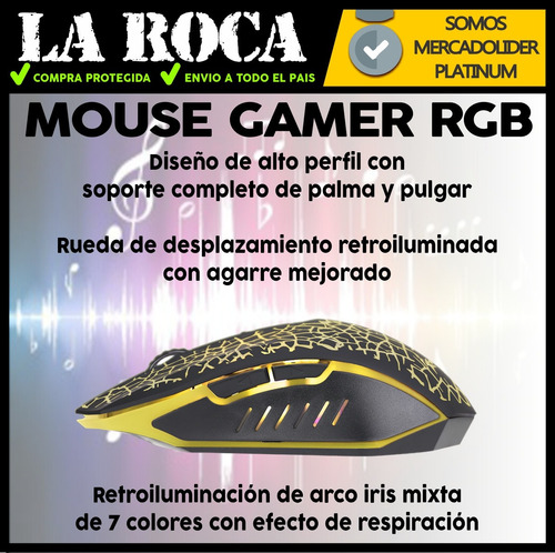Imagen 5 de 10 de Mouse Gamer 6 Botones Colores Rgb Led Optico Gaming Pc Cuota