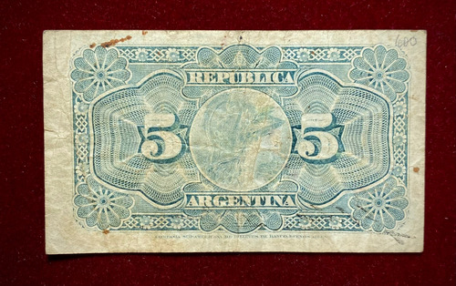 Billete 5 Centavos Argentina 1895 Bottero 1010 Caja Convers