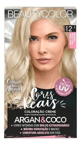 Tintura Beautycolor Cores Reais Coloración crema tono 12.1 rubio muy claro ceniza especial para cabello