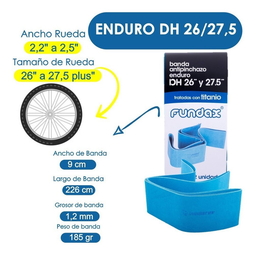 Pack 2 Bandas Antipinchazo Fundax Bici Enduro 26 A 27,5+