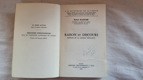 Raison Et Discours Robert Blanche J Vrin En Frances 1967