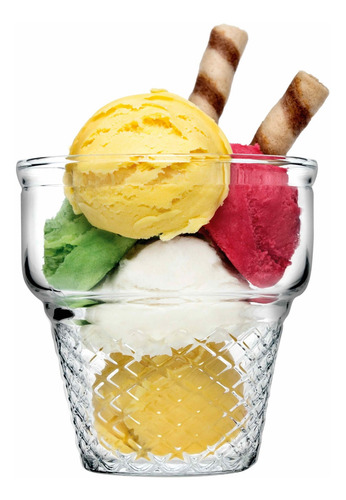 Juego De 12 Copas De Vidrio Para Helado Mini Cornet 245 Ml Color Transparente