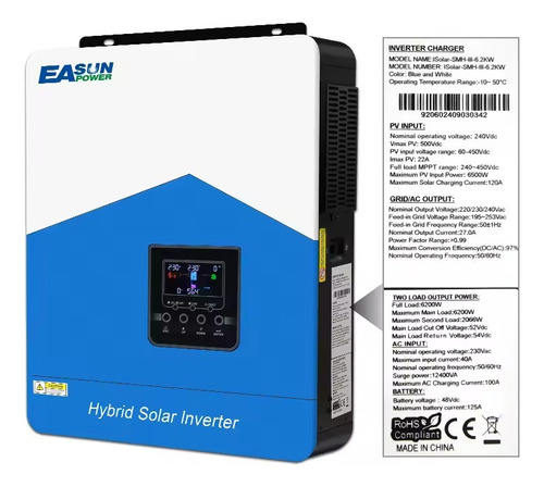 Inversor Híbrido Easun On/off Grid 6.2kw 48/220v Com Wifi