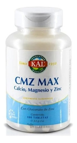 Kal Cmz Max, Calcio, Magnesio Y Zinc 100 Tabletas Sfn