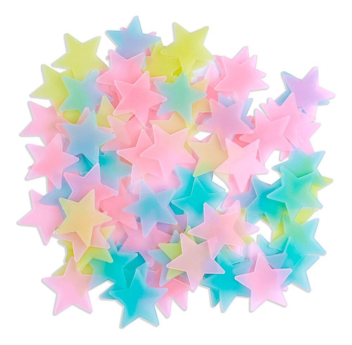 Estrellas Fluorescentes X100 Brillo En La Oscuridad Brillan Color Multicolor