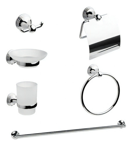 Set De Baño Kit 6 Piezas Completo Accesorios Cromado Kübel