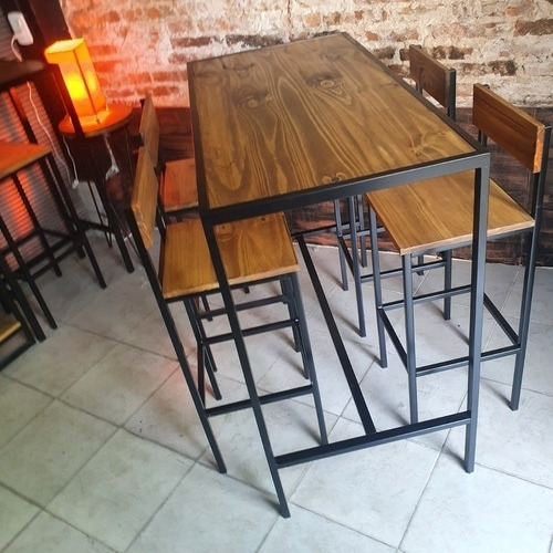 Imagen 2 de 4 de Mesa Barra Bar 120x60x105 + 4 Taburetes C/respaldo