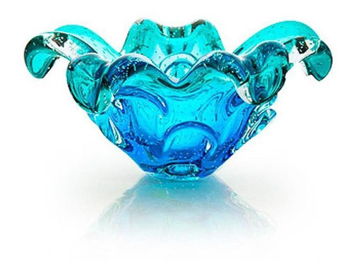 Centro De Mesa Cristal Murano Azul E Verde São Marcos 25cm