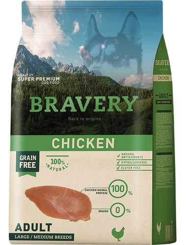 Bravery Pollo Para Perro Adulto Mediano Grande 4 Kg