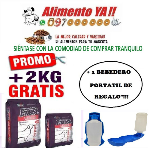 Frost Adulto Raza Grande 15+2 Kg  + 1 Bebedero Portatil $182