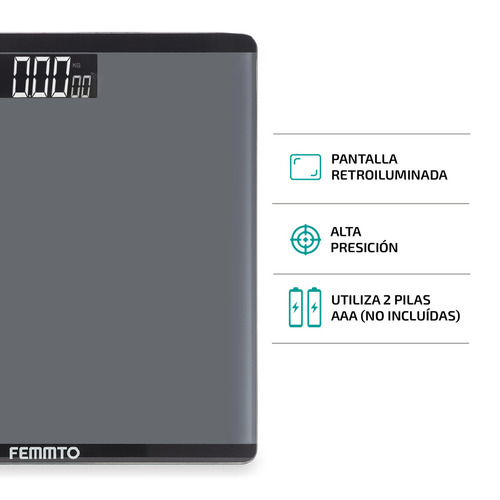 Balanza Digital Baño Personal Corporal Personas 180 Kg Sensor temperatura Femmto