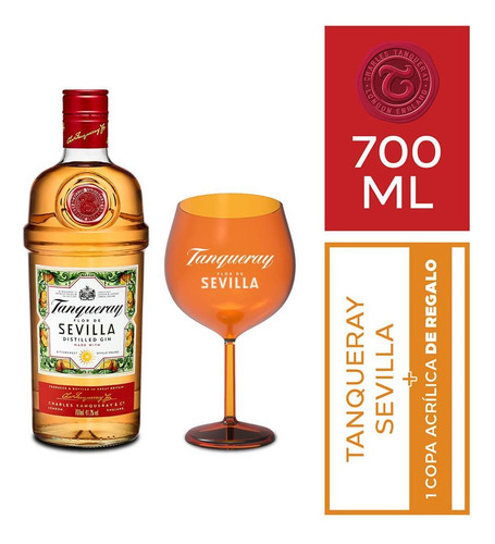 Pack Tanqueray Sevilla 700ml + Copa Acrilica
