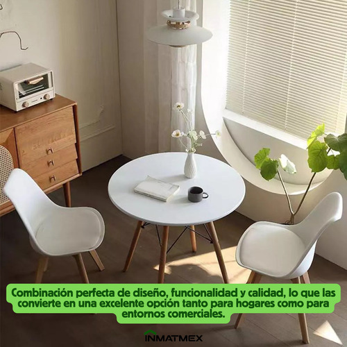 Mesa Redonda Eames Moderna 80cm Para Jardín Y Hogar