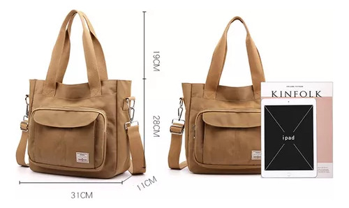 Bolso De Hombro Casual Simple De Lona Grande Para Mujer