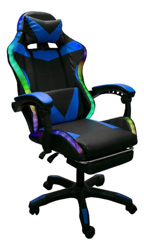 Silla de escritorio Titano SGCRPLED01BL gamer ergonómica  negra y azul con tapizado de pvc