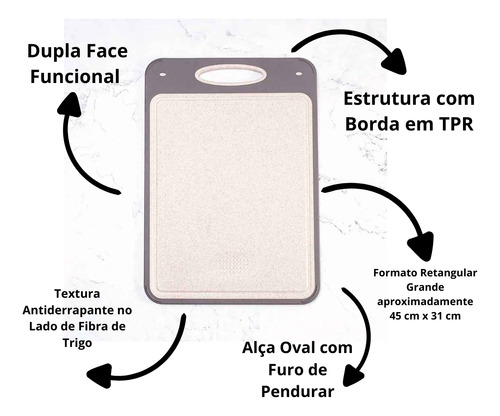 Tabua De Corte Saudável Para Cortar Dupla Face Aço Inox Pp