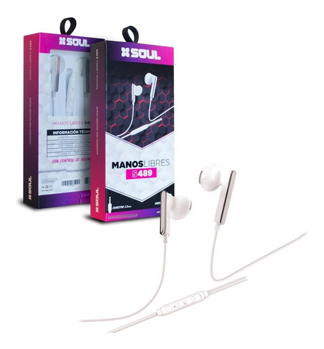 Auriculares Manos Libres Soul S489 Mini Plug 3,5mm Micrófono Color Blanco-plateado