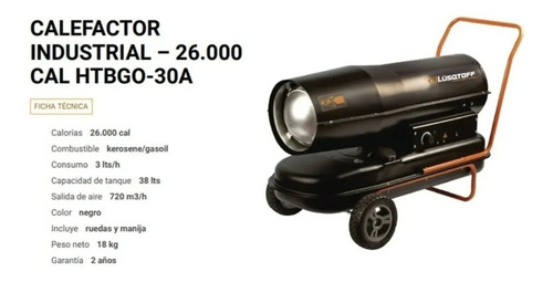 Calefactor Industrial Cañon Caloventor 26000kcal Gasoil Kero