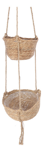 Cesta Colgante Tejida De 2 Niveles Para Colgar Frutas