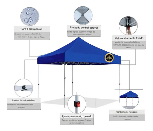Tenda 3x3 Gazebo Reforçada Sanfonada Com Laterais + Bolsa