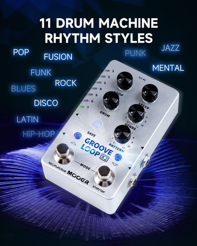 Mooer Groove Looper Pedal Drum Machine Stereo Guitar Loop...