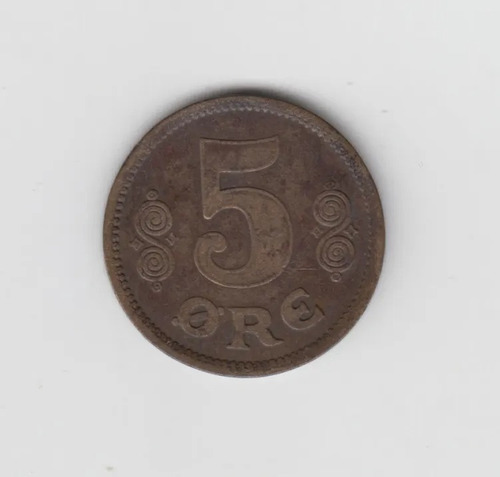 Moneda Dinamarca 5 Ore 1916 Muy Buena +++