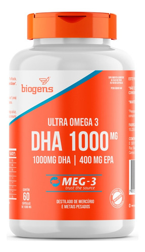  Dha 1000mg / Epa 400mg, Cert. Mag-3 60 Cápsulas Biogens