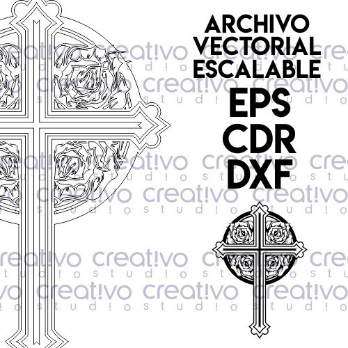 Vector Original Cruz Rosas Corte Laser Mdf Vinil Dxf Cdr Eps