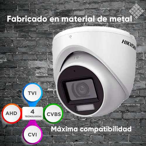 Hikvision Kit De 4 Cámaras De Seguridad Metálicas Turret Con Micrófono Integrado 3k 5mp Dual Light Protección Ip67 Para Uso Exterior + Dvr 8 Mp 4 Canales Turbohd + 4 Canales Ip Ids2ce76k0t-plus