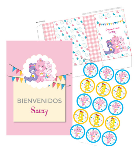 Kit Imprimible Ositos Cariñositos Invitación Candy Bolsitas