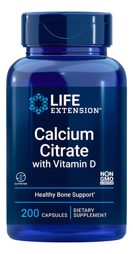 Citrato Cálcio, Vit. D Life Extension 200 Caps Importado