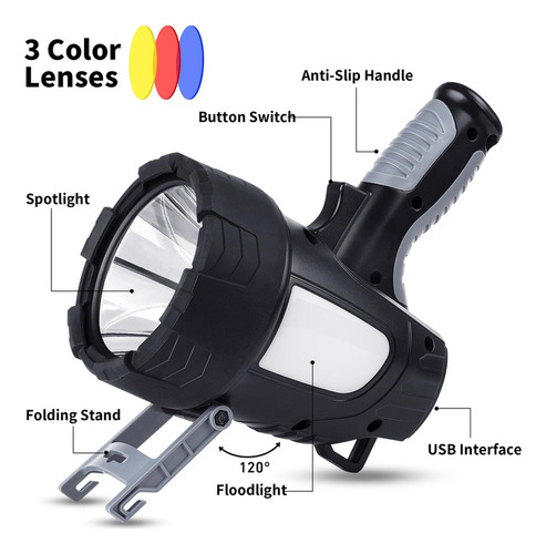Linterna De Foco Recargable, 900.000 Lúmenes, Foco Led Más