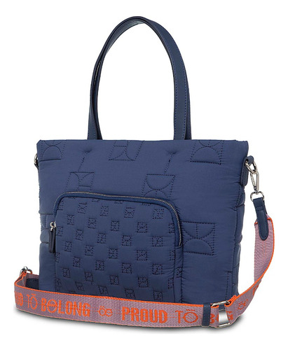 Bolsa Tote Para Mujer Con Cierre Color Azul Marino Cloe