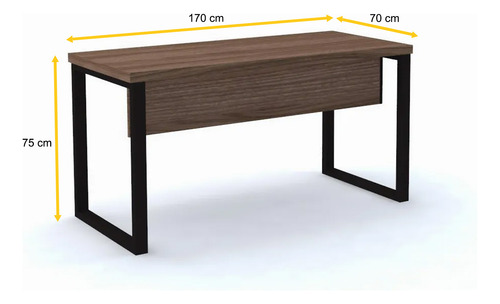 Mesa P/ Escritório 170x70 Pandin Pe40tub - Walnut Walnut