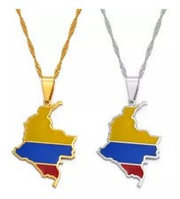 Anniyo-collares Con Colgante De Bandera Del Mapa De Colombia