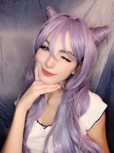 Peluca De Coletas Violeta Pastel Pelucas De Cosplay De Anime