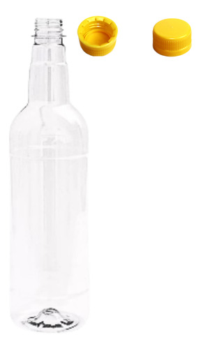 20 Garrafas 1 Litro Frasco Pet Cristal Lisa Com Tampa Cor Amarela