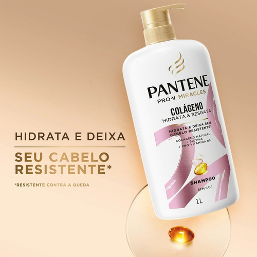 Shampoo Pantene Pro-V Miracles Shampoo Pantene PRO-V Miracles Colágeno Hidrata e Resgata 1L Hidrata E Resgata Sem Sal de equilíbrio en dosador de 1L de 1.123kg