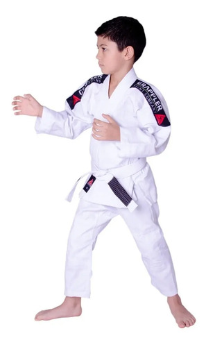 Kimono Preto Jiu Jitsu Infantil Com Faixa Cor Branco Tamanho M2 9 A 10 Anos 1,40 Metros
