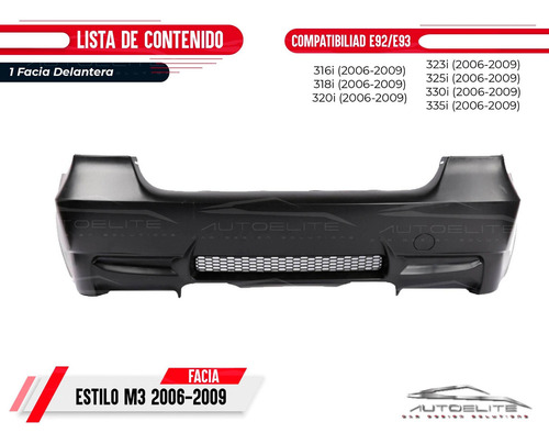 Imagen 7 de 9 de Facia Trasera Bmw Serie 3 E90 Tipo M3 320 330 335 2006-2009