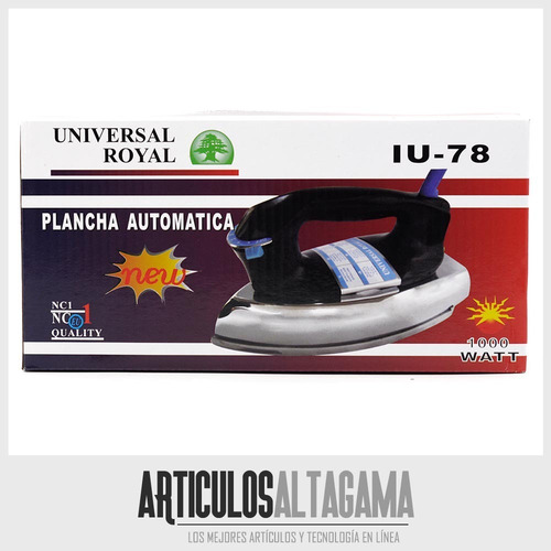 Plancha Seca Ropa Universal Royal Iu-78 Negro Plateado