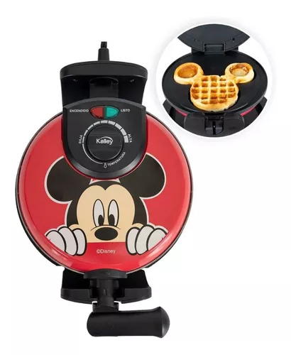 ⭐ Máquina Para Hacer Waffles Disney Micky Mouse Waflera !! Color Negro  Voltaje 110V